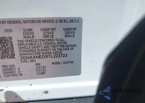 2026 Chevrolet Equinox Fwd Lt z USA, uszkodzony, nr VIN 3GNAXHEG9TL223723